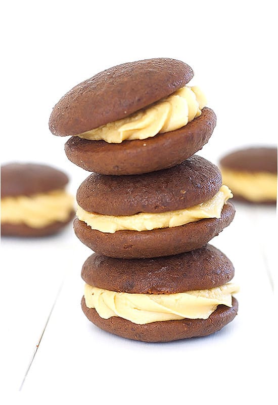 Chocolate Whoopie Pies with Peanut Butter Frosting