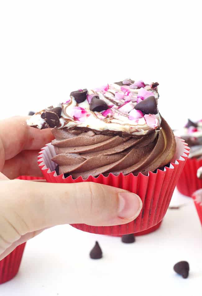 Peppermint Bark Chocolate Cupcakes