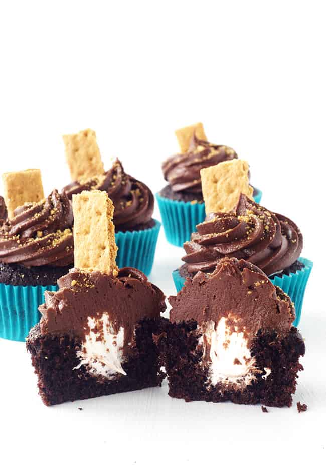 Smores Marshmallow Chocolate Cupcakes
