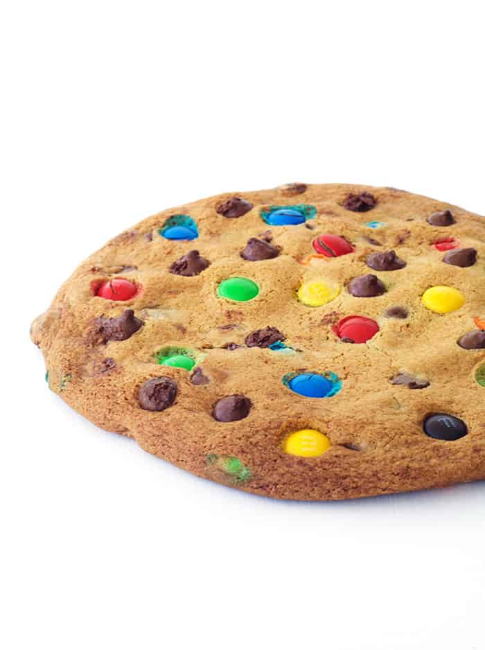 One Giant M&M Chocolate Chip Cookie