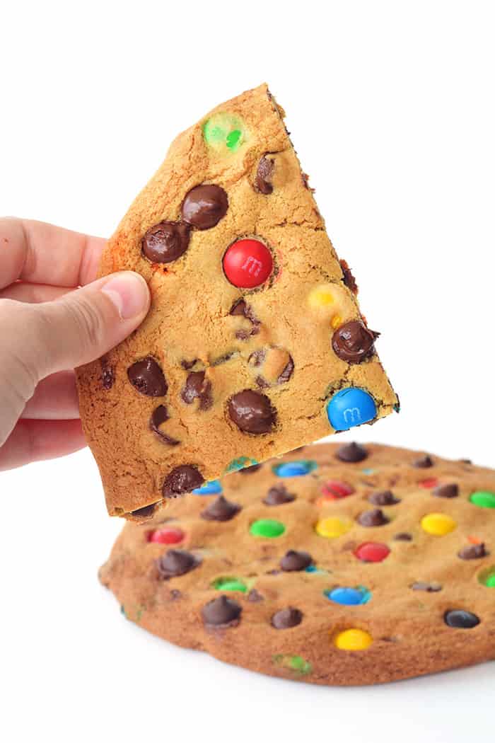 One Giant M&M Chocolate Chip Cookie