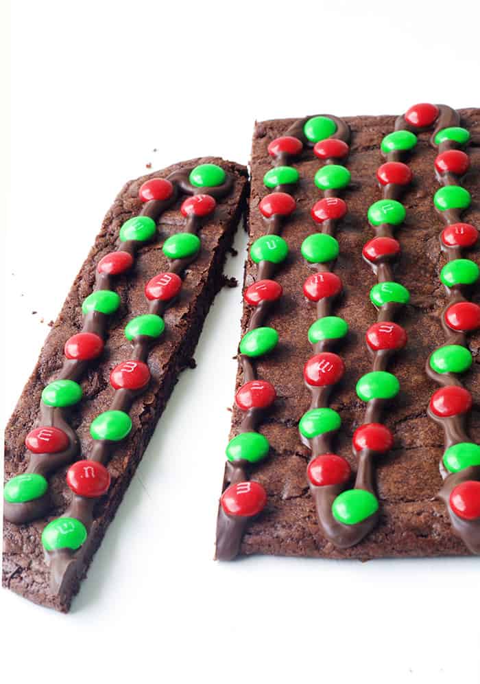 Chewy M&M Chocolate Brownie Bark